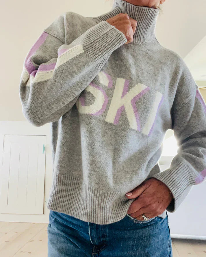 Pull à col roulé en cachemire au style ski rétro