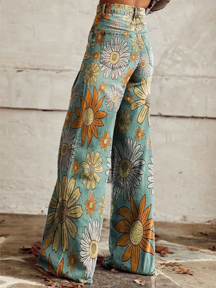 CIRILLA | Pantalon Palazzo à Motif Floral Vintage
