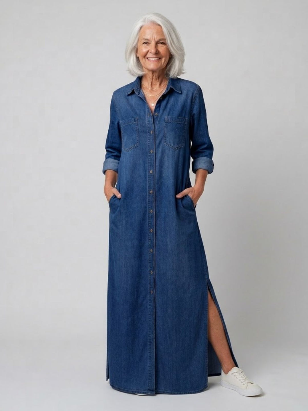 Andrea | Robe Chemise Classique en Denim