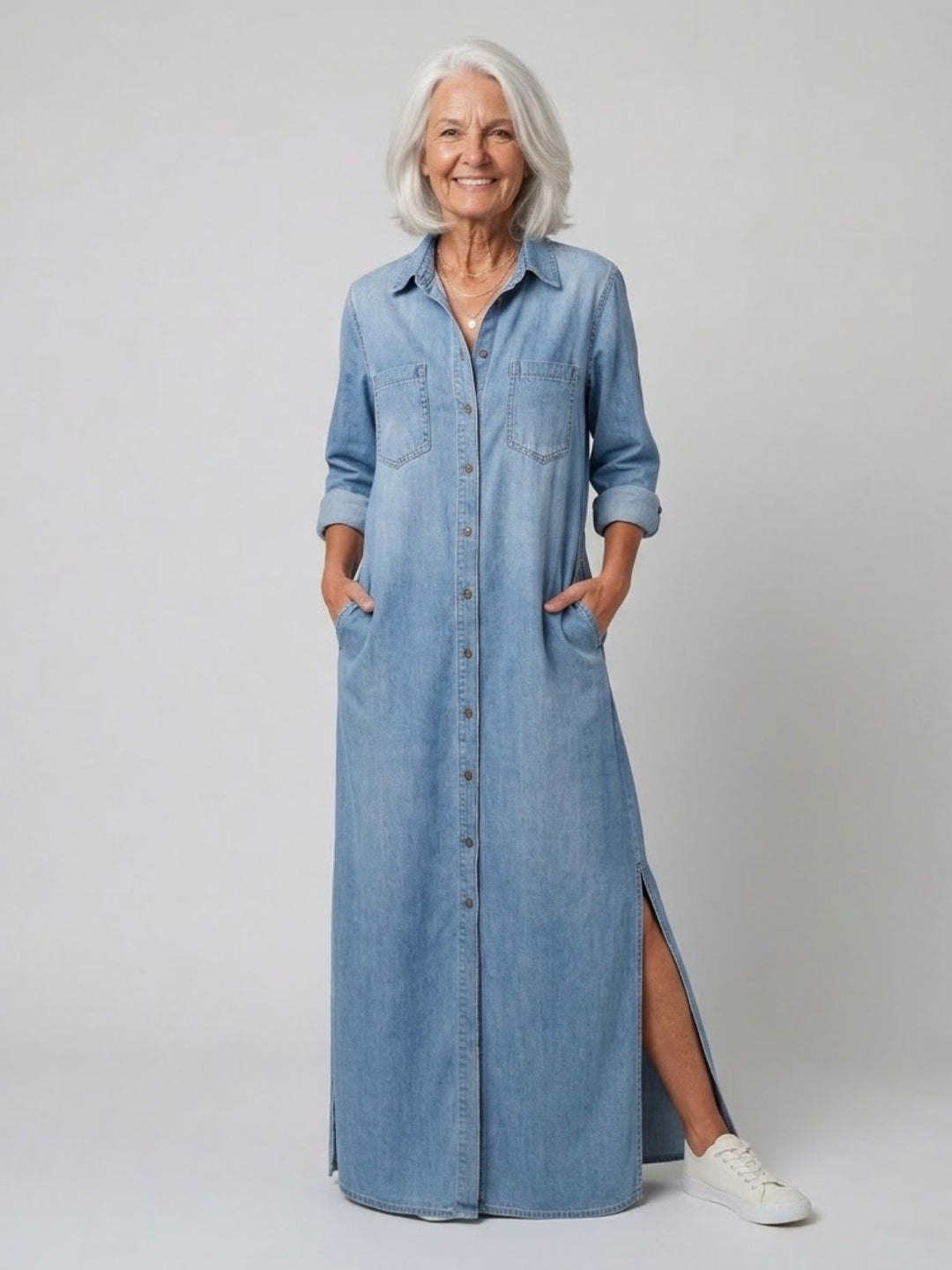 Andrea | Robe Chemise Classique en Denim
