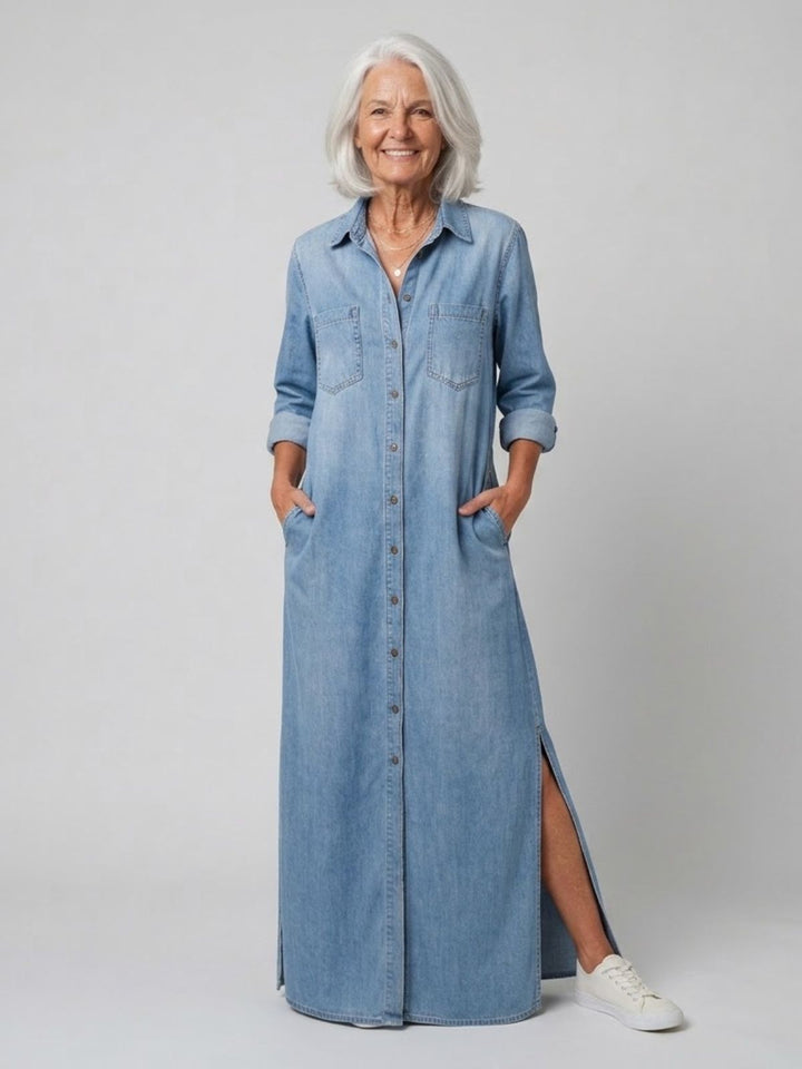 Andrea | Robe Chemise Classique en Denim