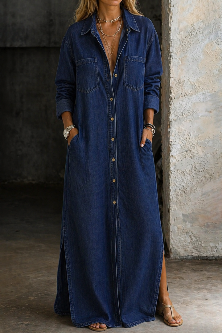Andrea | Robe Chemise Classique en Denim