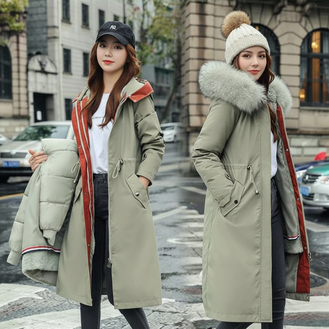 Fionna | Women's Winter Jacket with Hood and Soft Fur Collar
