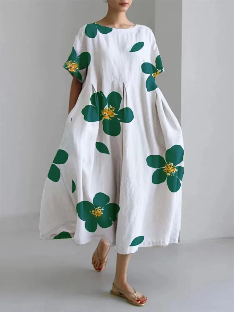 CATERINA | Robe d'Été Longue avec Fleurs Vibrantes et Confort Doux pour les Jours Ensoleillés