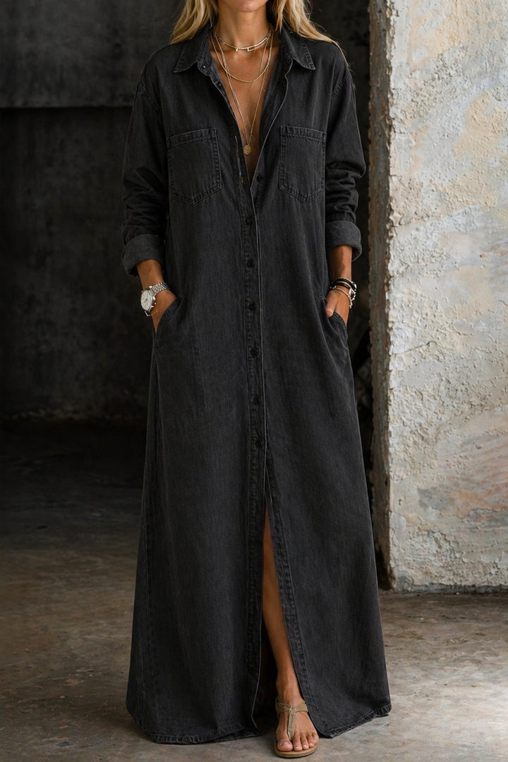 Andrea | Robe Chemise Classique en Denim