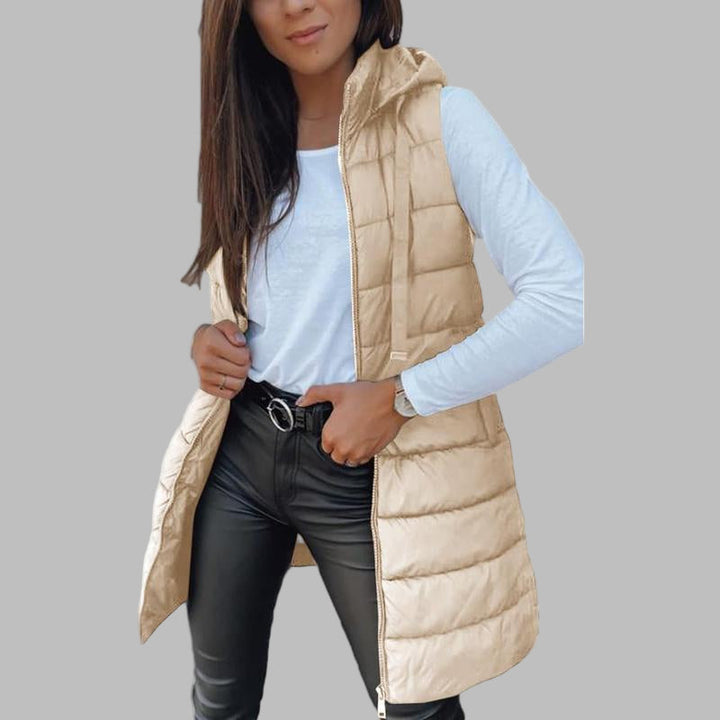 Zaira | Casual Sleeveless Hood Long Puffer Vest