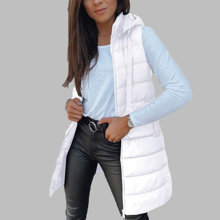 Zaira | Casual Sleeveless Hood Long Puffer Vest