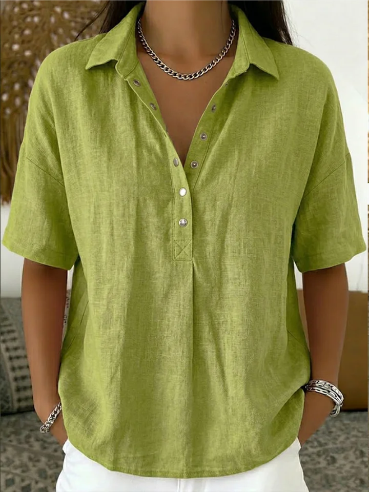 Camille | Blouse élégante à col raffiné et boutons chic
