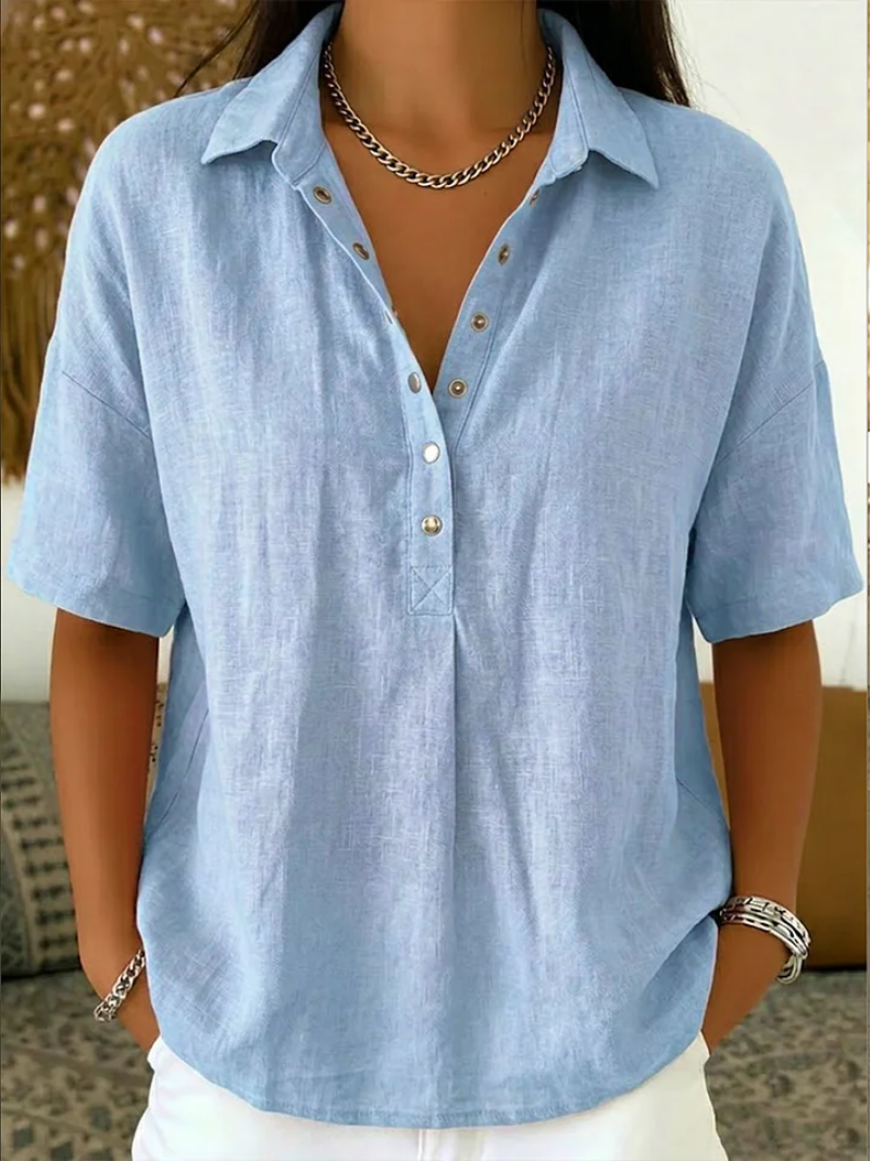 Camille | Blouse élégante à col raffiné et boutons chic