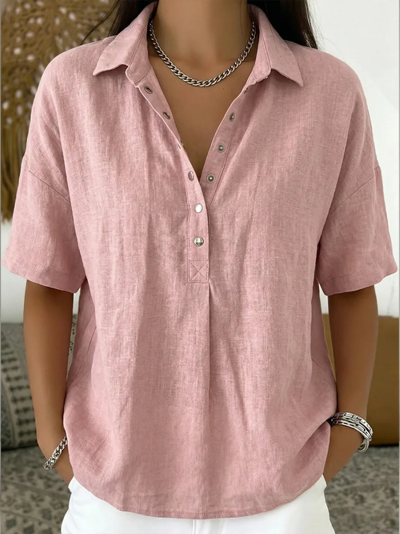 Camille | Blouse élégante à col raffiné et boutons chic
