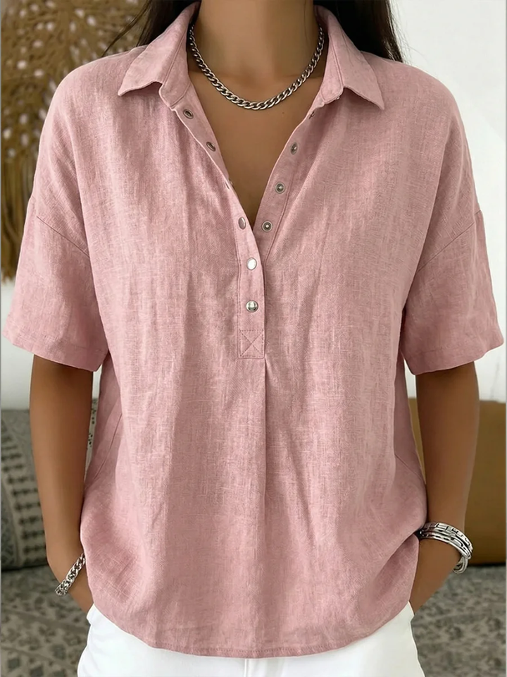 Camille | Blouse élégante à col raffiné et boutons chic