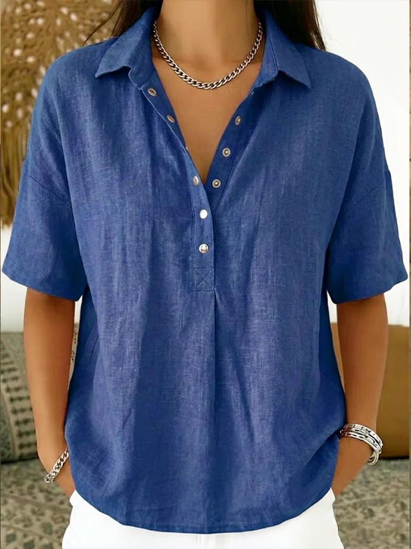 Camille | Blouse élégante à col raffiné et boutons chic