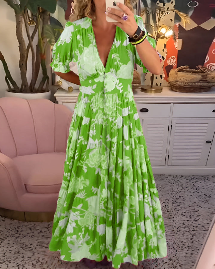 CATERINA | Robe Longue Fleurie avec Poches Cachées et Coupe Féminine pour le Jour