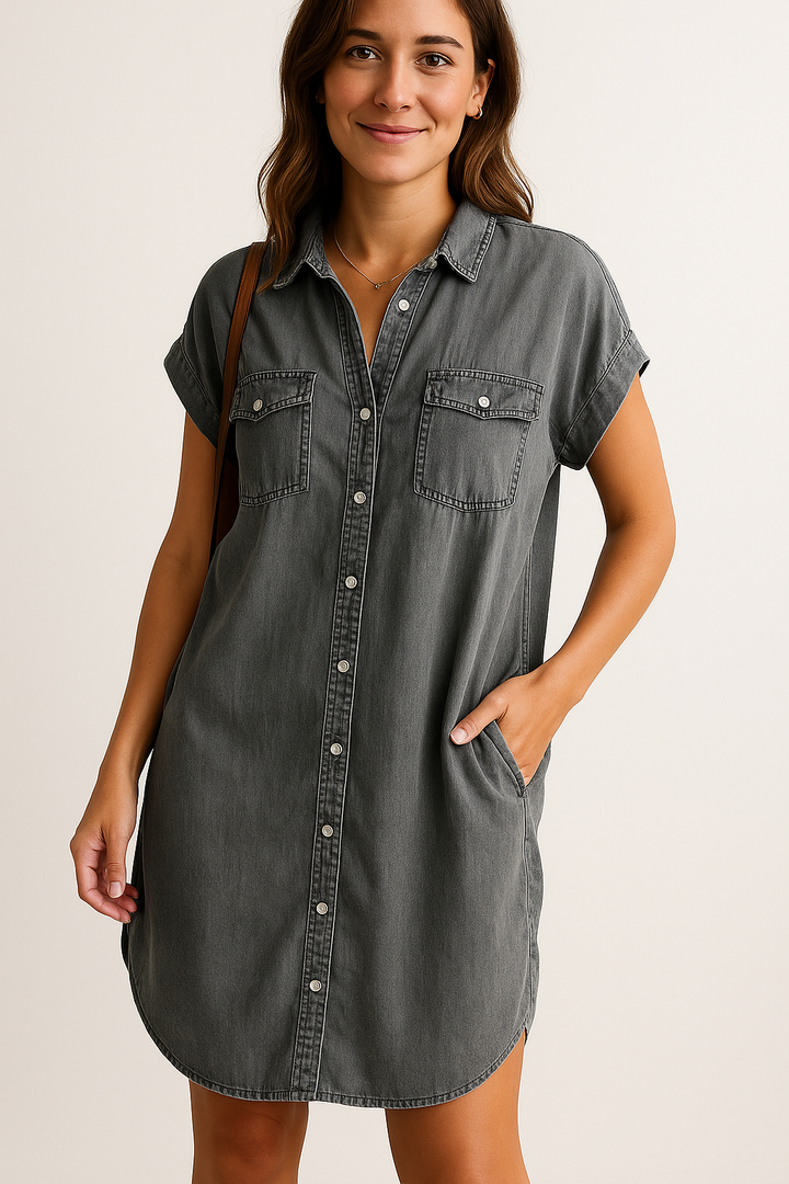 Lena | Robe Chemise en Jean Moderne