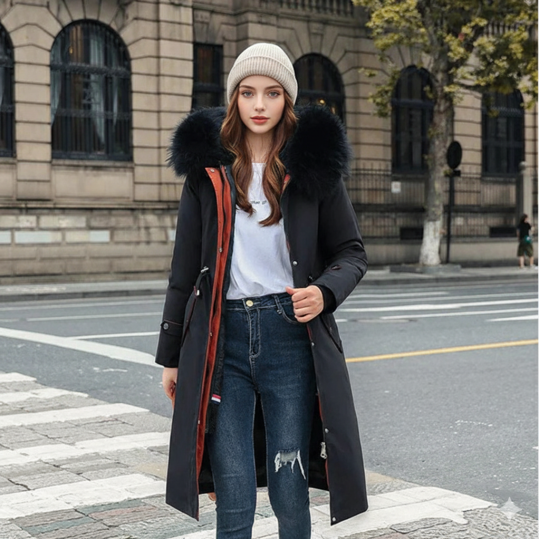 Fionna | Women's Winter Jacket with Hood and Soft Fur Collar