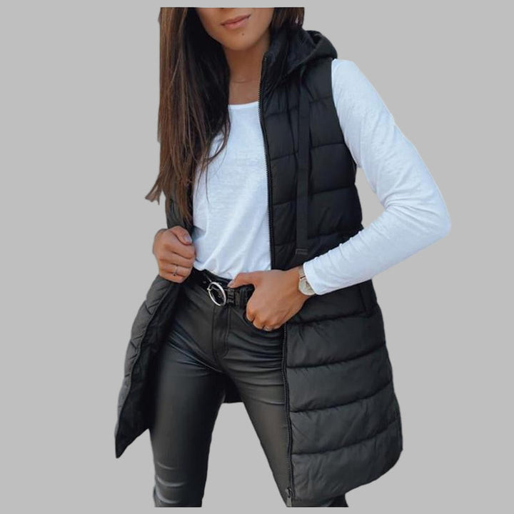 Zaira | Casual Sleeveless Hood Long Puffer Vest