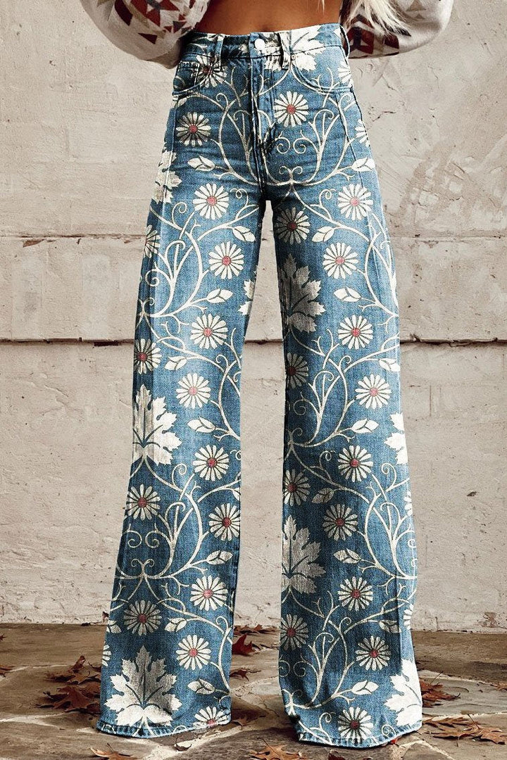 Margherita | Pantalon Boho Élégant avec Motif Floral