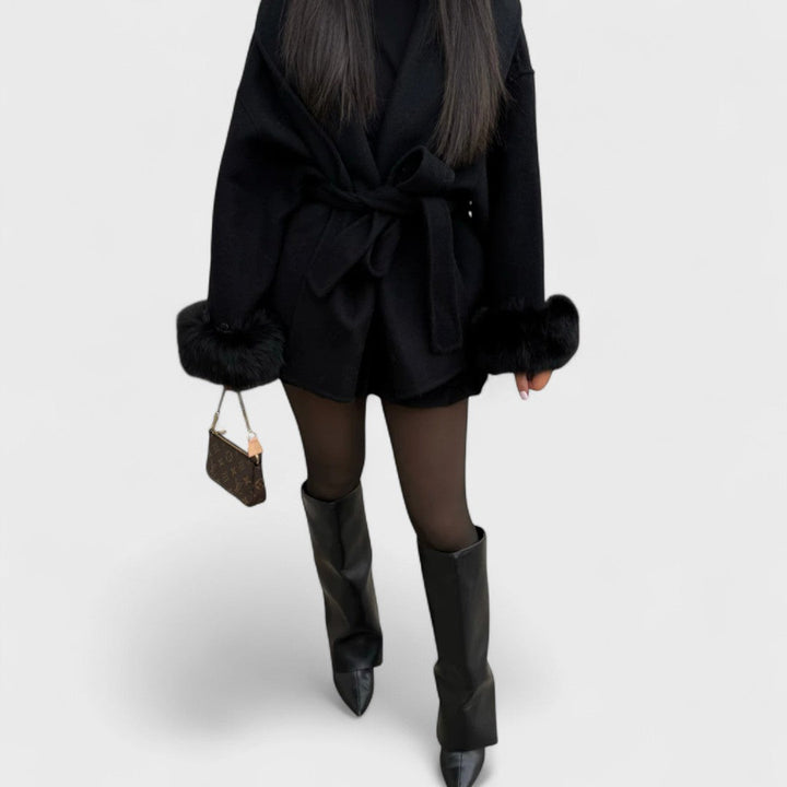 Catriona | Elegant Wool Coat with Faux Fur Details
