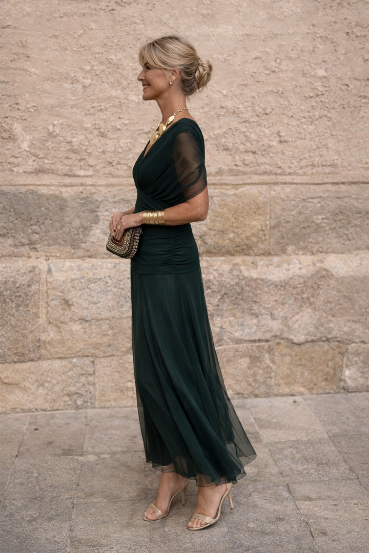 Robe maxi élégante pour fête avec décolleté en cœur