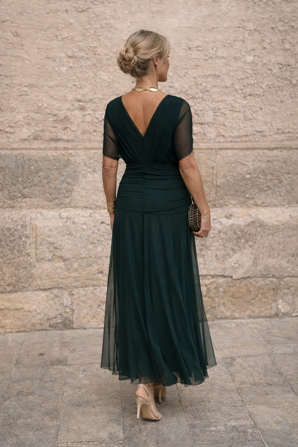 Robe maxi élégante pour fête avec décolleté en cœur