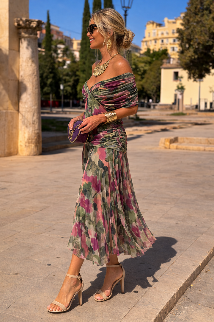 Robe maxi élégante pour fête avec décolleté en cœur