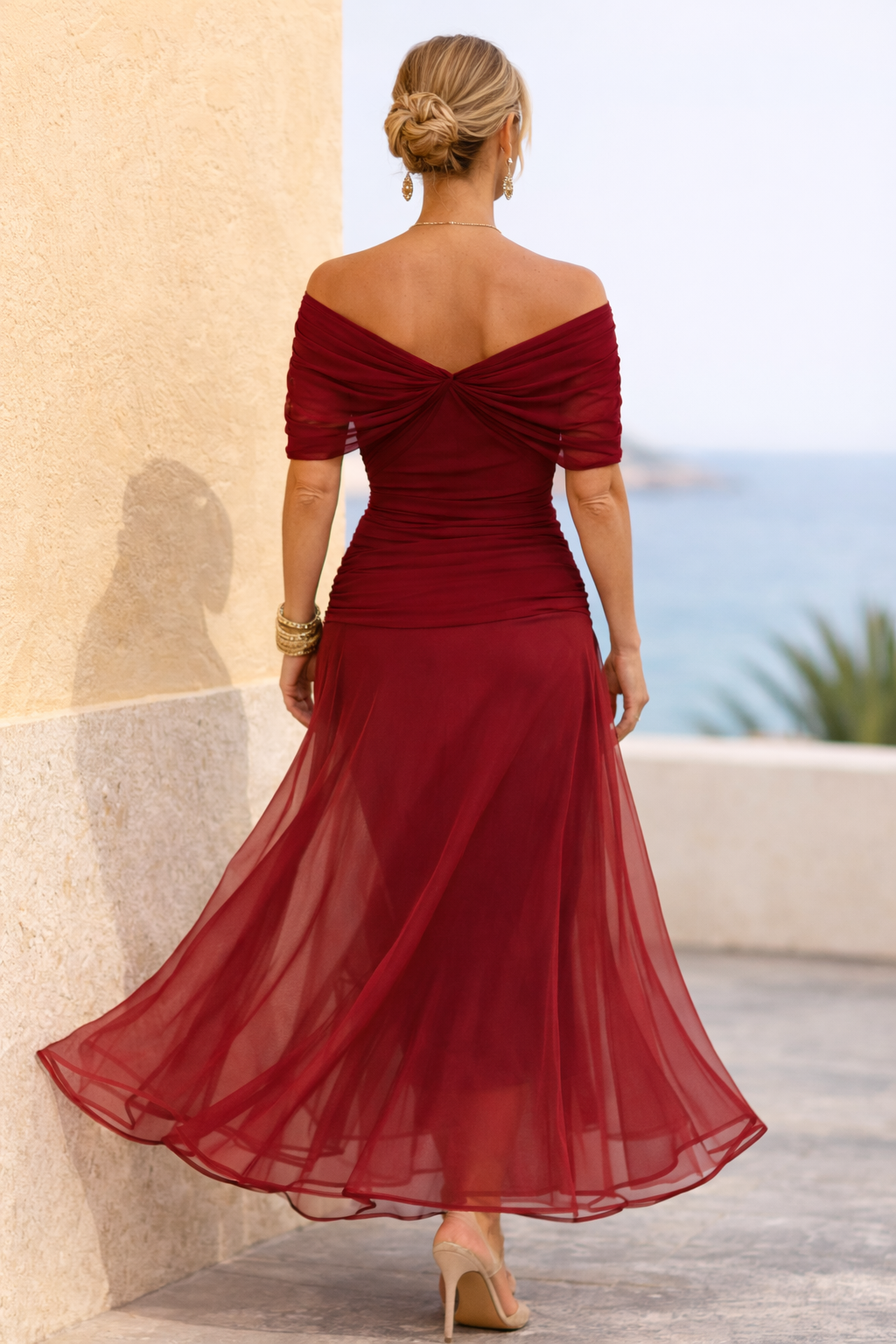 Robe maxi élégante pour fête avec décolleté en cœur