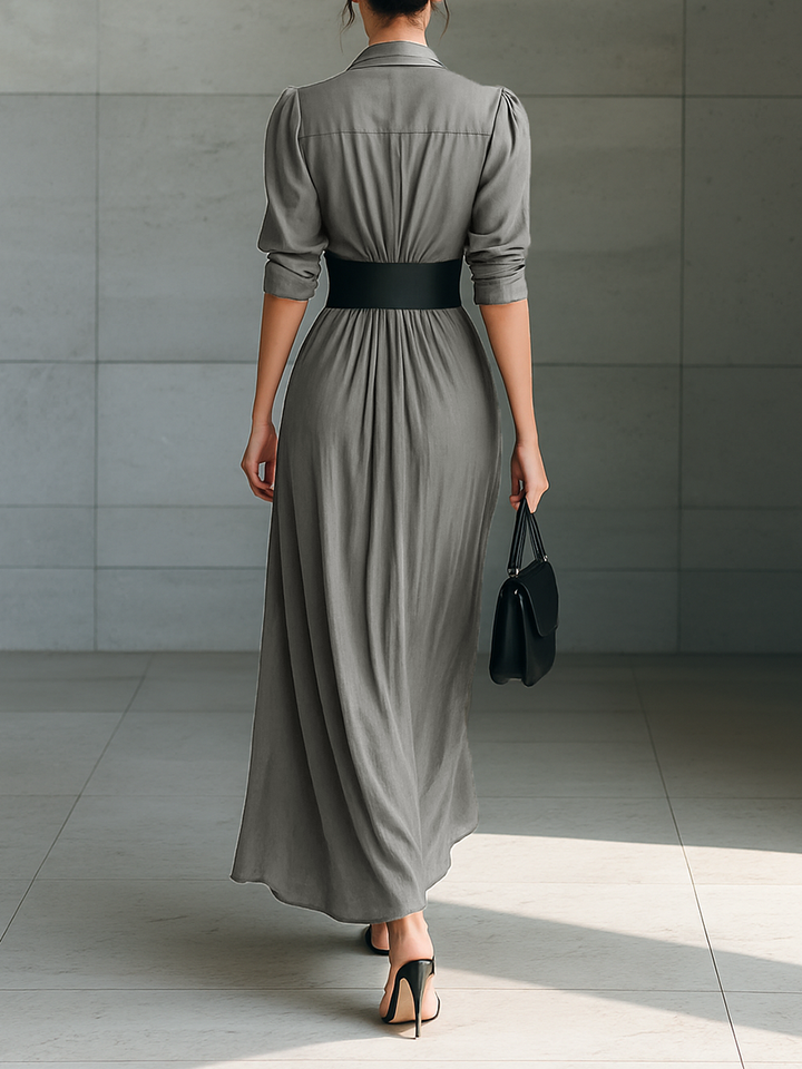 Zahara | Robe Longue Plissée avec Ceinture