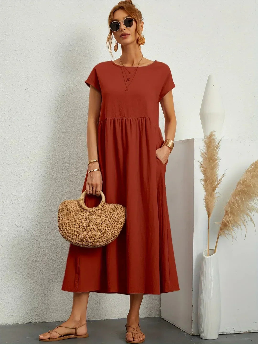 Gabrielle | Robe Élégante Fluide à Coupe Intemporelle