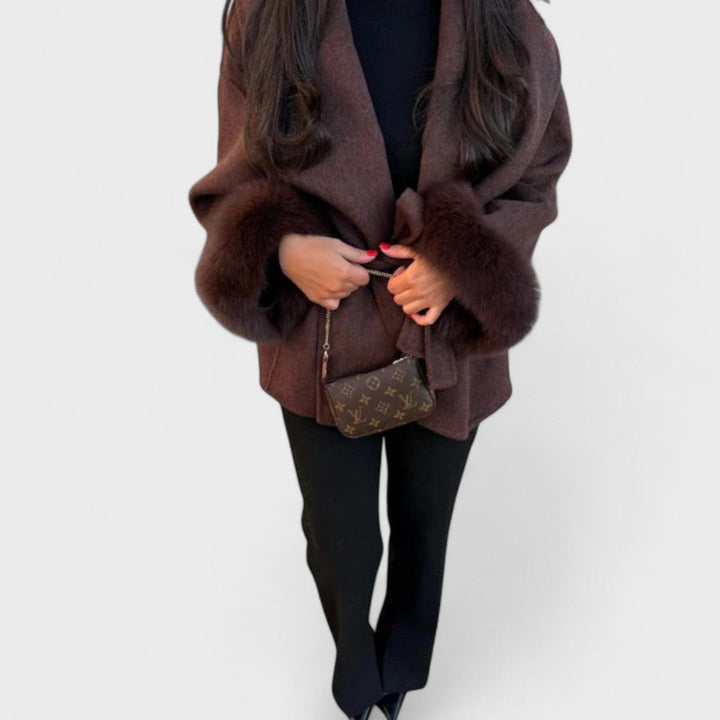 Catriona | Elegant Wool Coat with Faux Fur Details