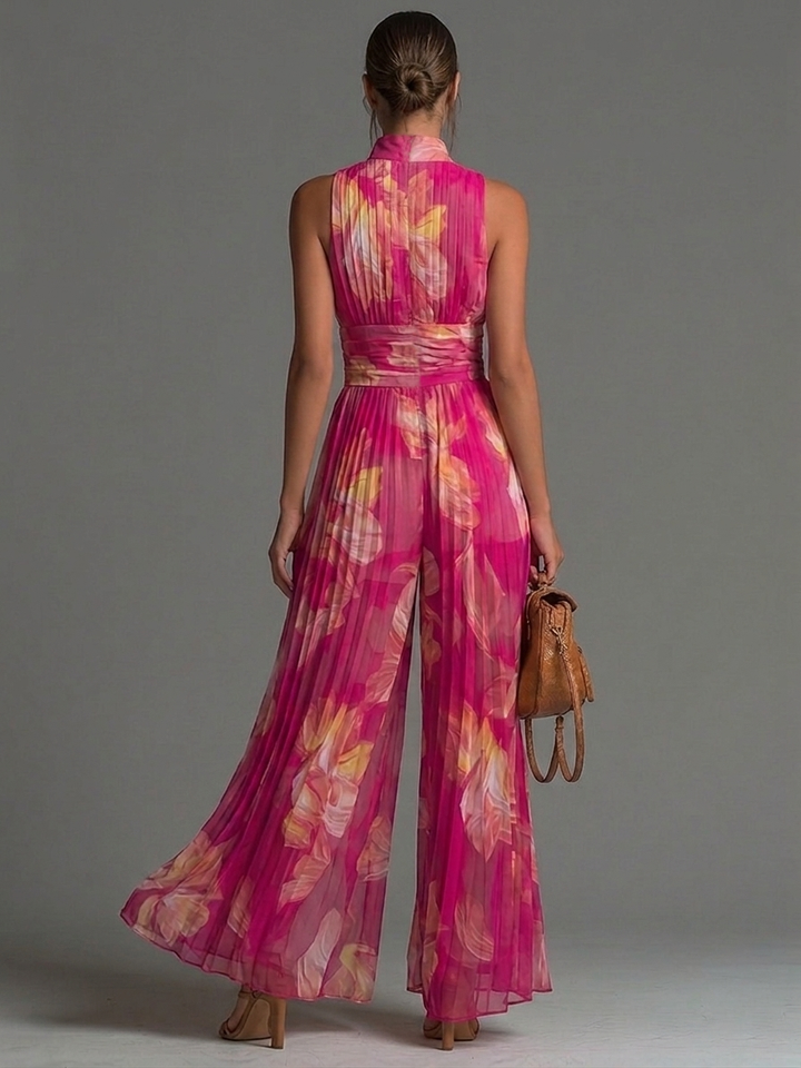 Combinaison Zsófia - Fuchsia Floral Plissé Chiffon
