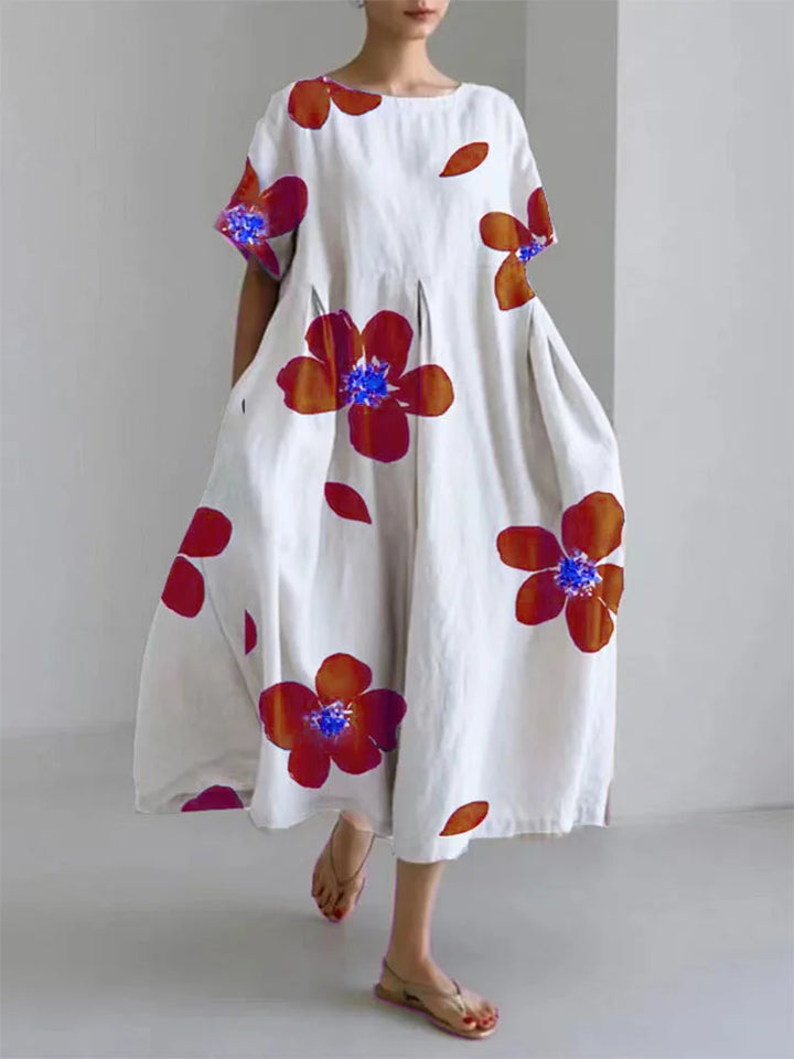 CATERINA | Robe d'Été Longue avec Fleurs Vibrantes et Confort Doux pour les Jours Ensoleillés