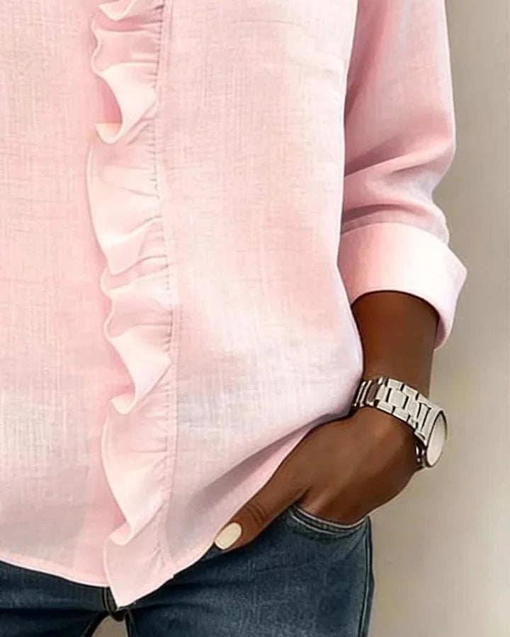 Chiara | Blouse élégante à col V et volants délicats