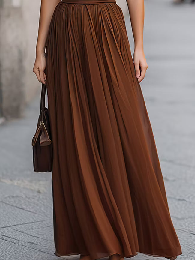 Sophia | Robe Maxi Plissée à Encolure Croisée