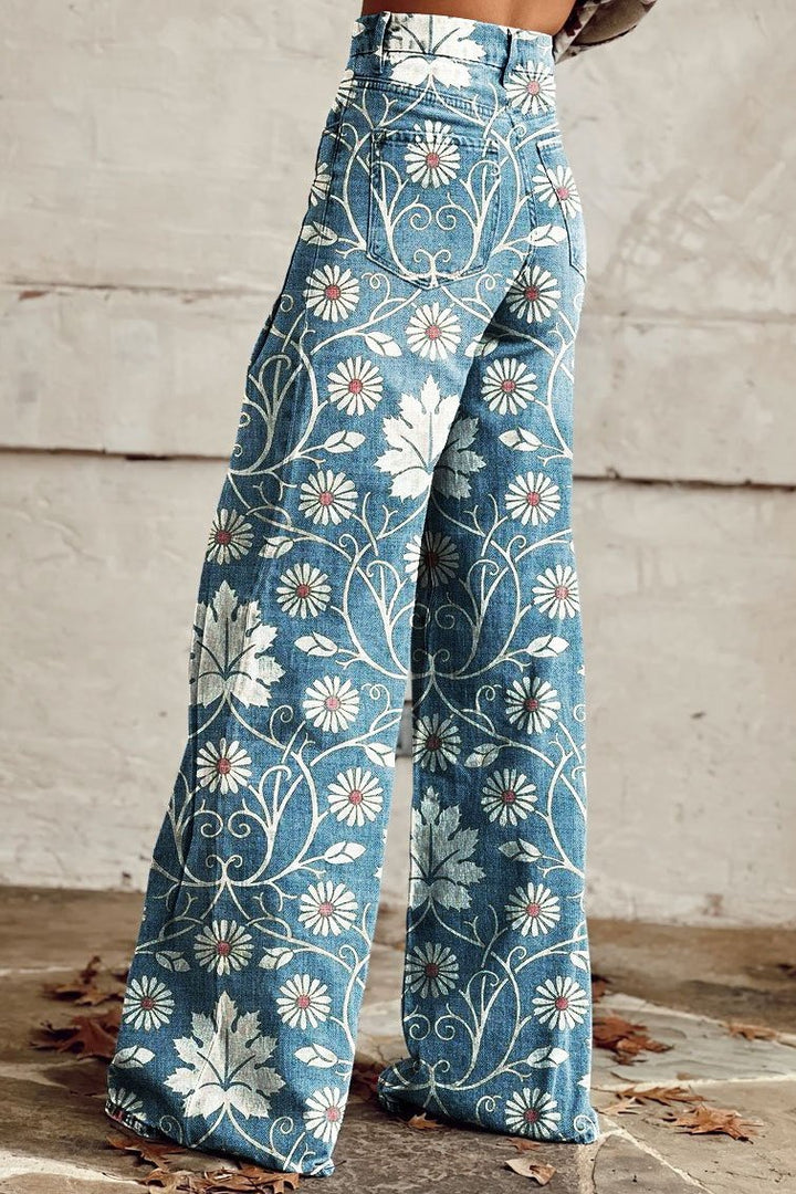 Margherita | Pantalon Boho Élégant avec Motif Floral