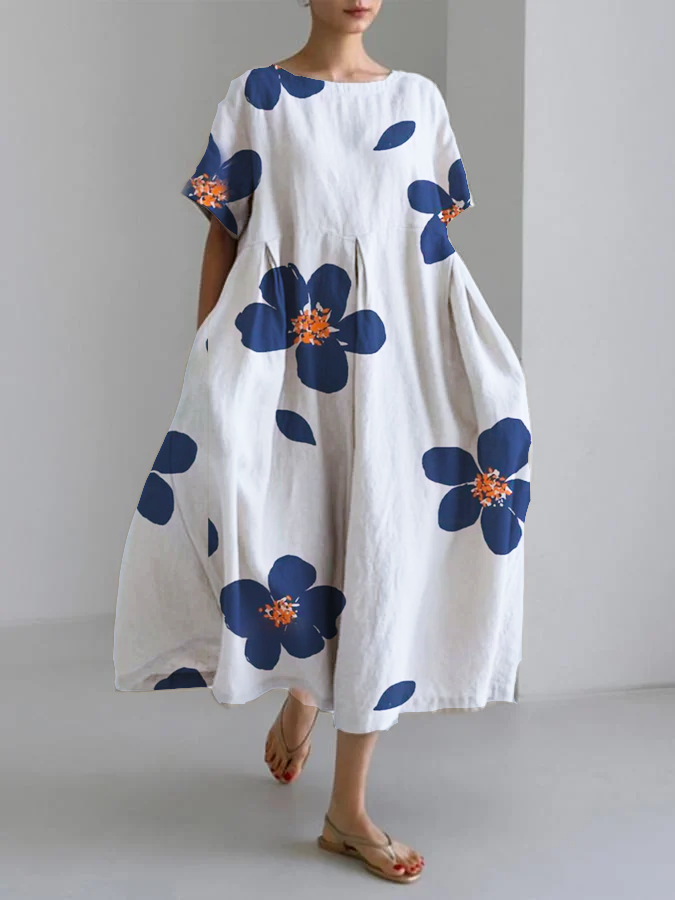 CATERINA | Robe d'Été Longue avec Fleurs Vibrantes et Confort Doux pour les Jours Ensoleillés