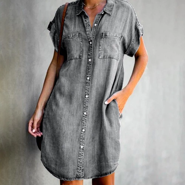 Lena | Robe Chemise en Jean Moderne