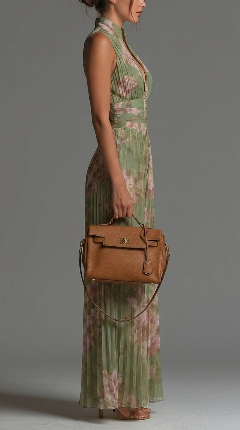 Combinaison en Chiffon Floral Plissé
