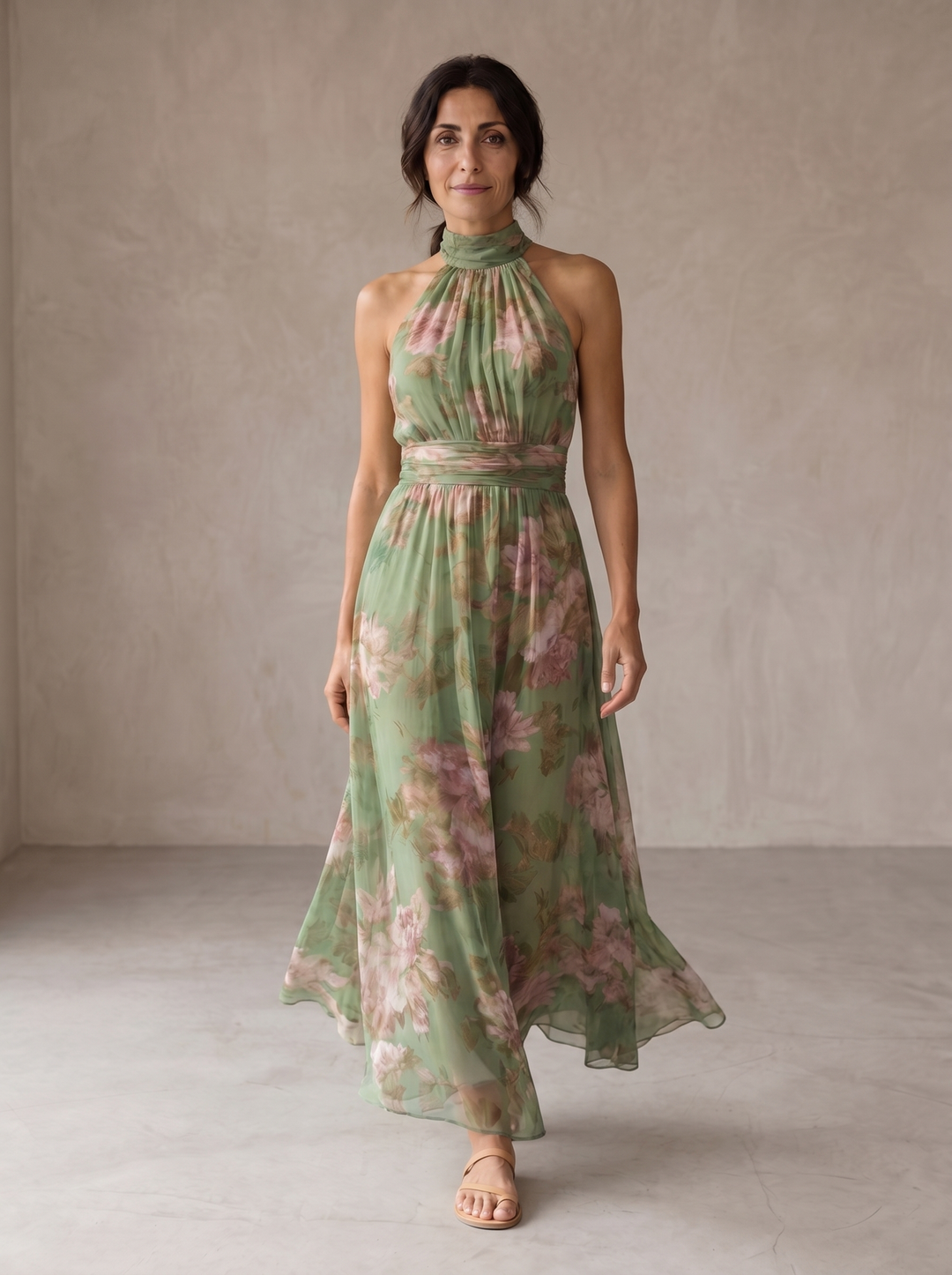 Livia | Robe Maxi Halter Florale Élégante