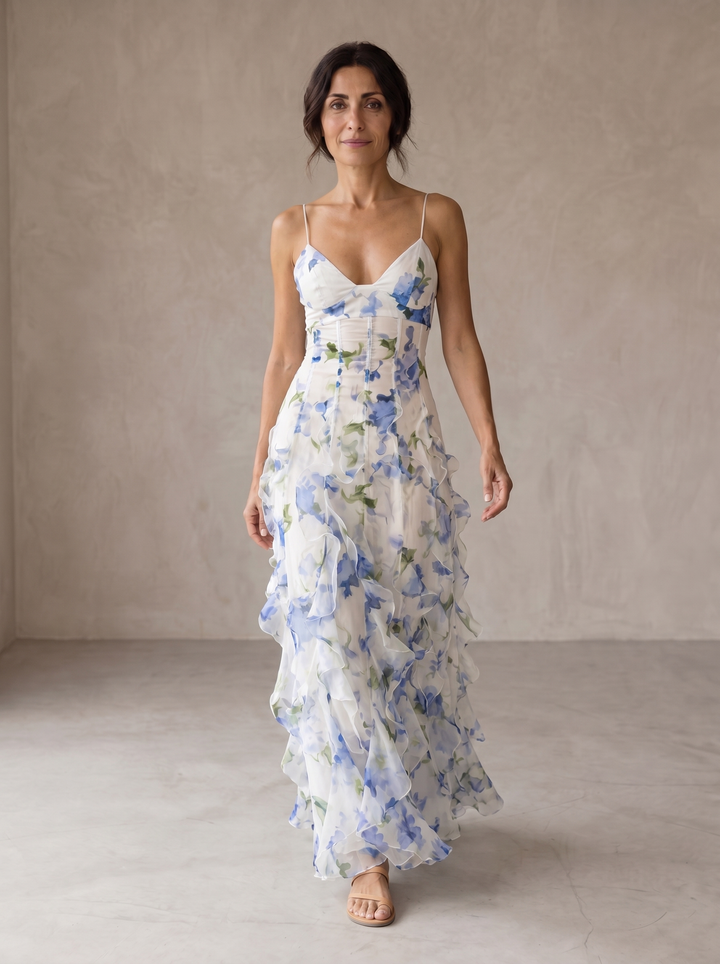Uri | Robe Midi Florale avec Volants