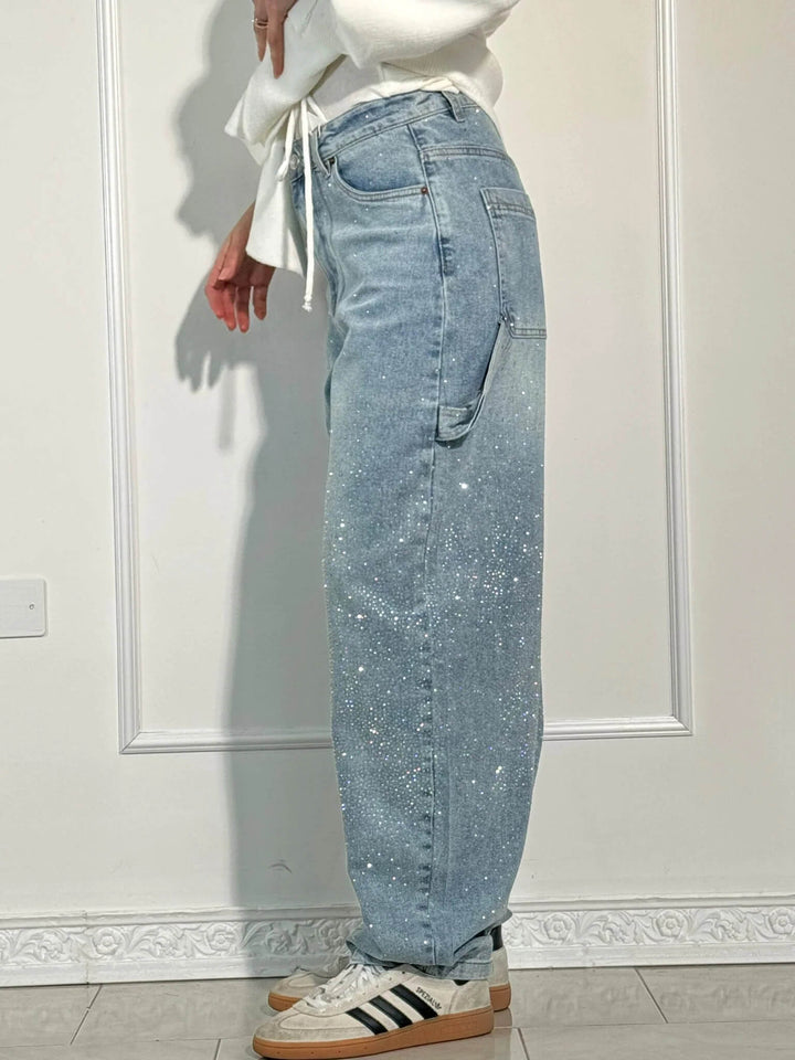 Lumi | Jeans larges pour femmes – Confort mode avec une touche scintillante