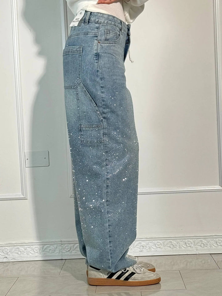 Lumi | Jeans larges pour femmes – Confort mode avec une touche scintillante