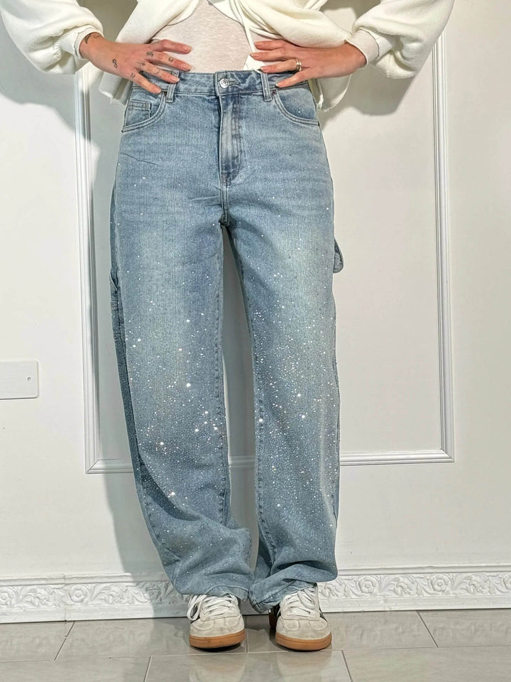 Lumi | Jeans larges pour femmes – Confort mode avec une touche scintillante