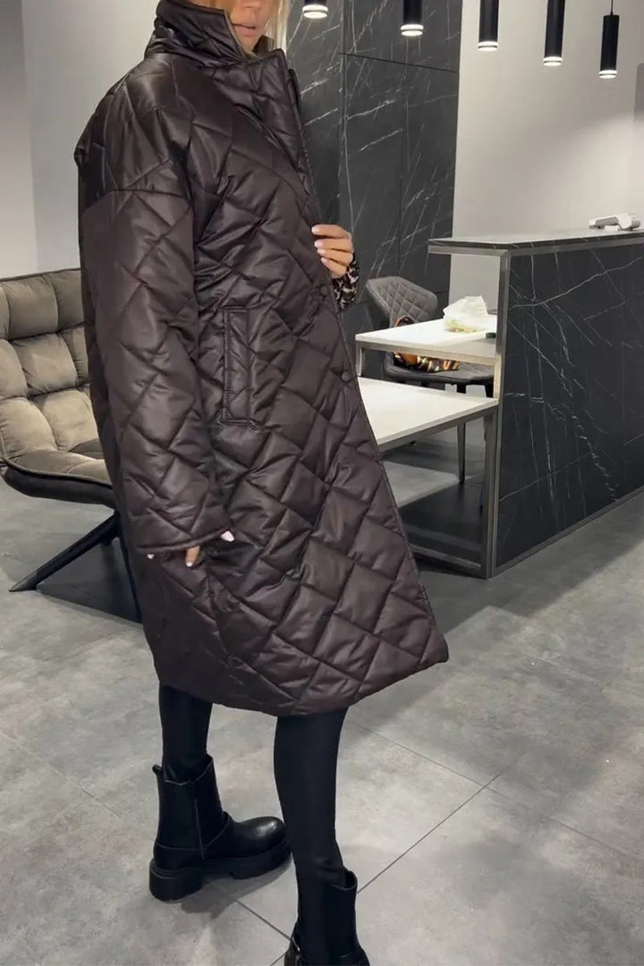 Kendall | Quilted Mid-Length Coat with Leopard Lining
