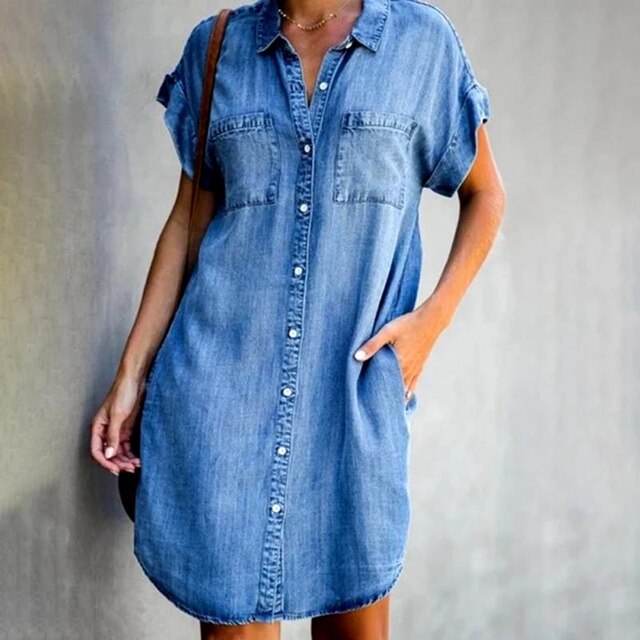 Lena | Robe Chemise en Jean Moderne