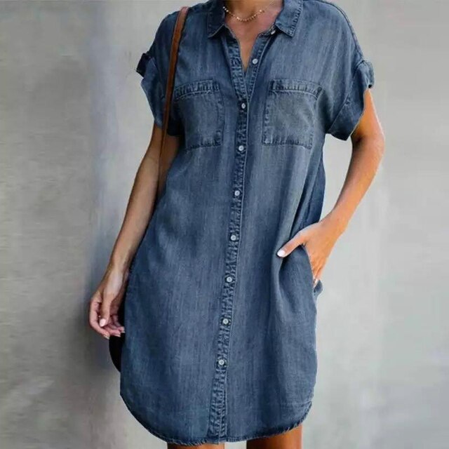 Lena | Robe Chemise en Jean Moderne